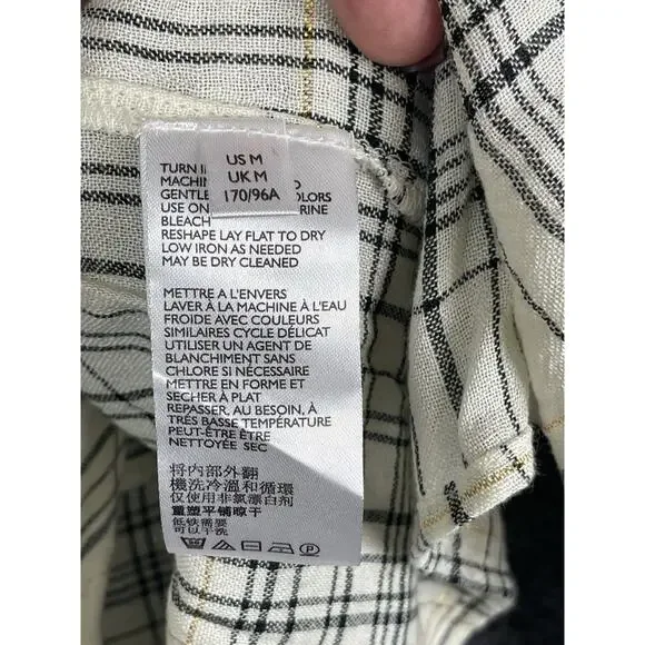 Anthropologie Darlene Plaid Peasant Blouse Women’s Size M Lightweight Wool Blend - Picture 7 of 10